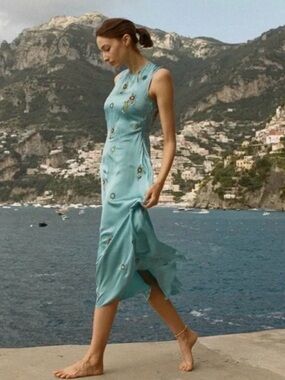 DÔEN Amari Dress blue topaz rn 148493 silk dôen heirloom